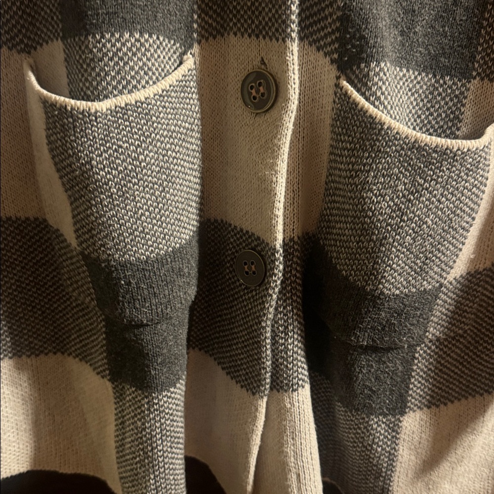 Matilda Jane Enola Buffalo Check Button Front Sweater Jacket, Size Small - Picture 5 of 5